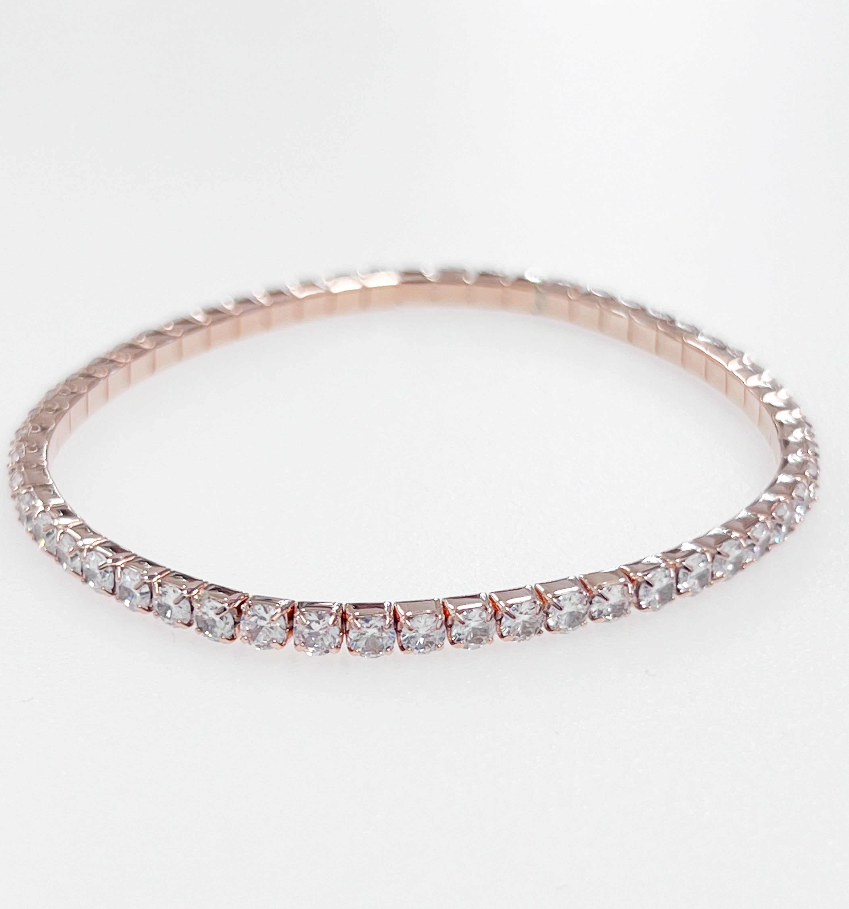 Cali - Elasticized Rhinestone Bracelet (Rose Gold)