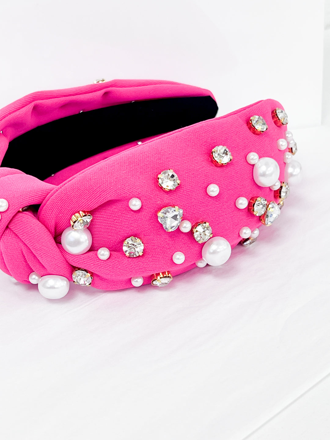 Vicki - Hot Pink Rhinestone Heart Headband