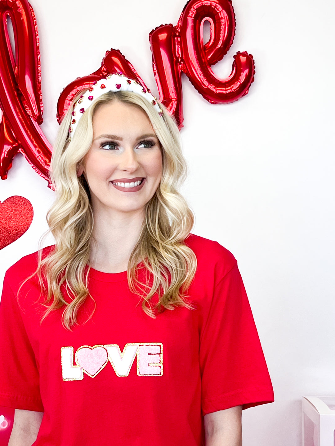 LOVE Chenille Patch Graphic Tee (Red)