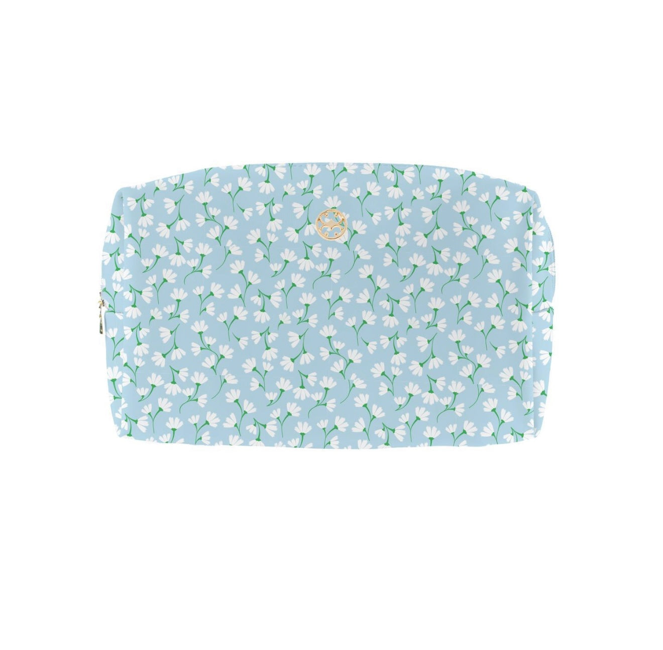 Blue Floral Cosmetic Zipper Pouch