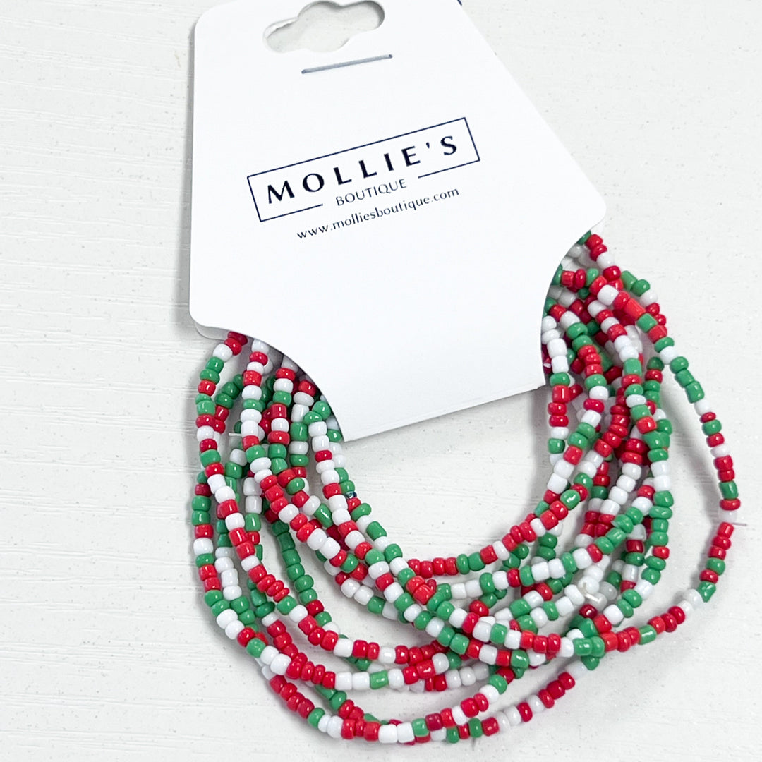Christmas Seed Bead Bracelet Set of 10