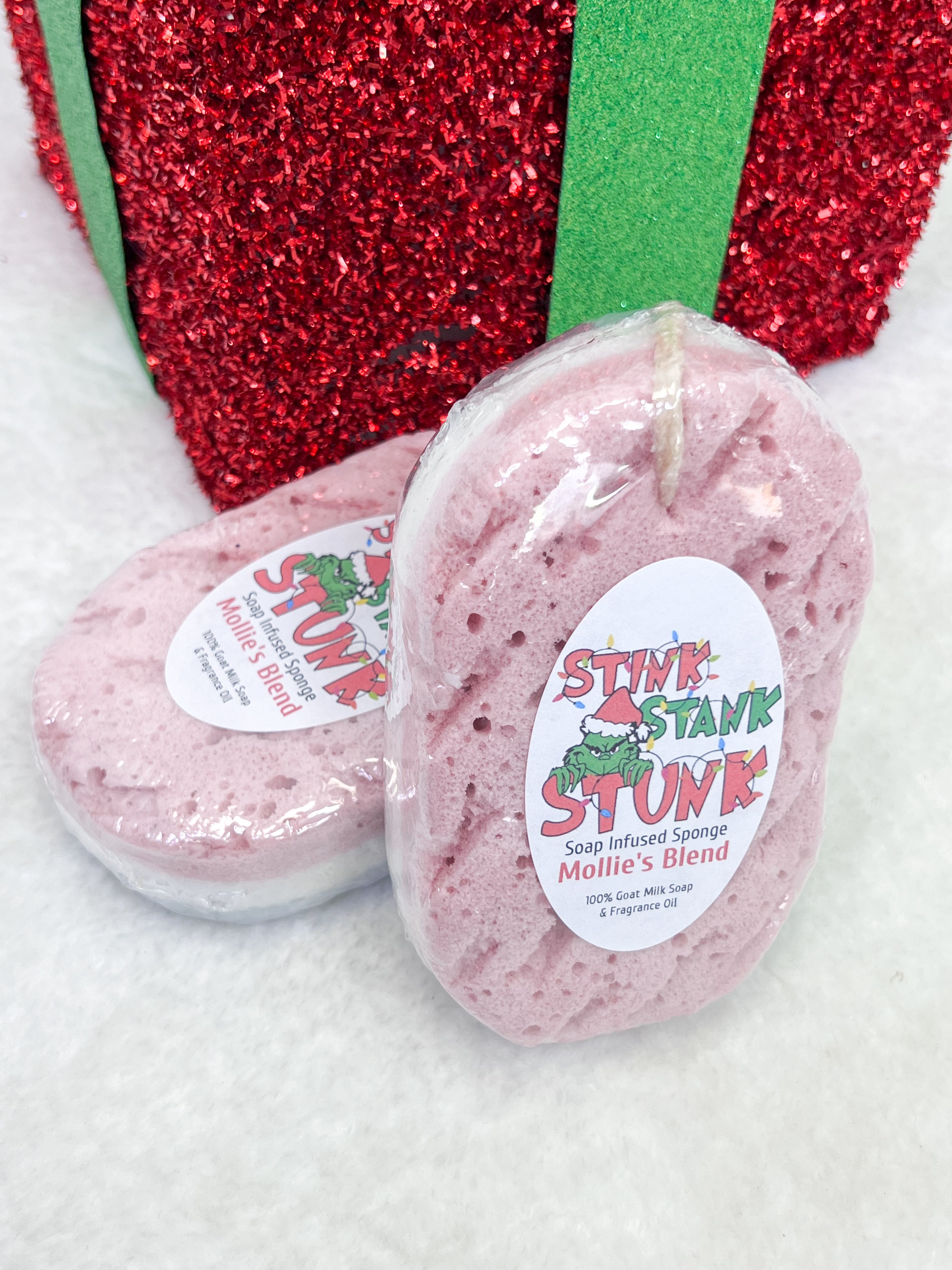Mollie's Blend Goat Milk Soap Infused Sponge - Stink Stank Stunk