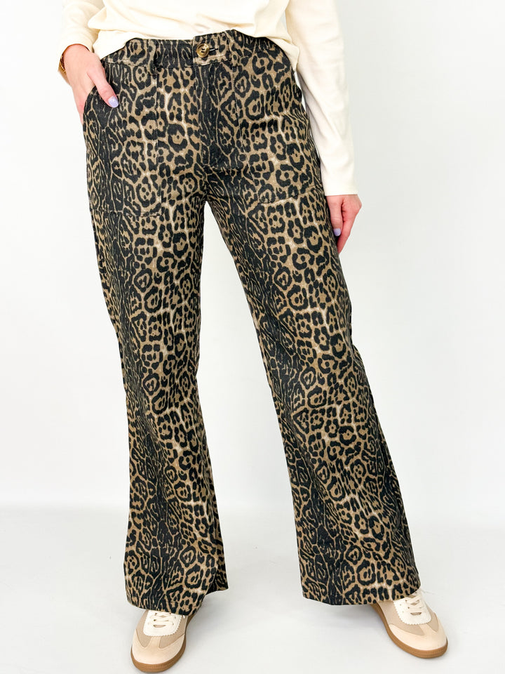 Roxi - Leopard Flare Jeans