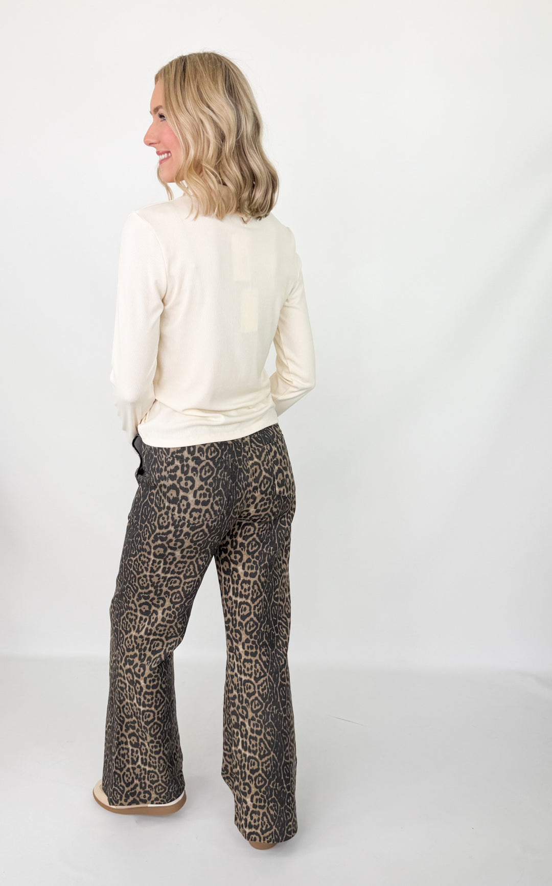Roxi - Leopard Flare Jeans