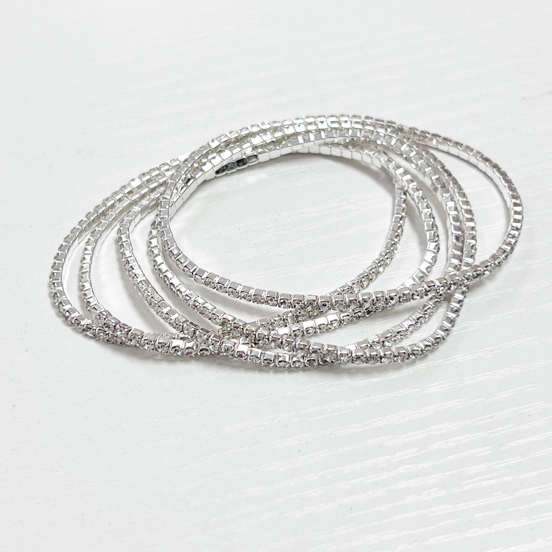 Harper - Rhinestone Bracelet Set (Clear/Silver)