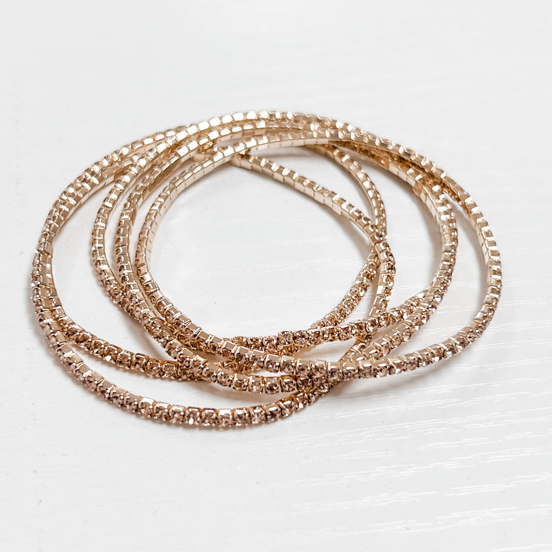 Harper - Rhinestone Bracelet Set (Topaz/Gold)