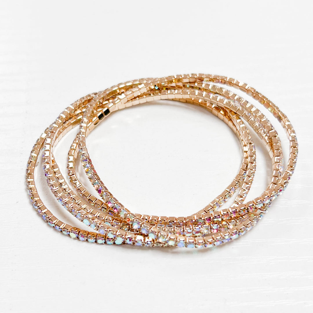 Harper - Rhinestone Bracelet Set (AB/Gold)