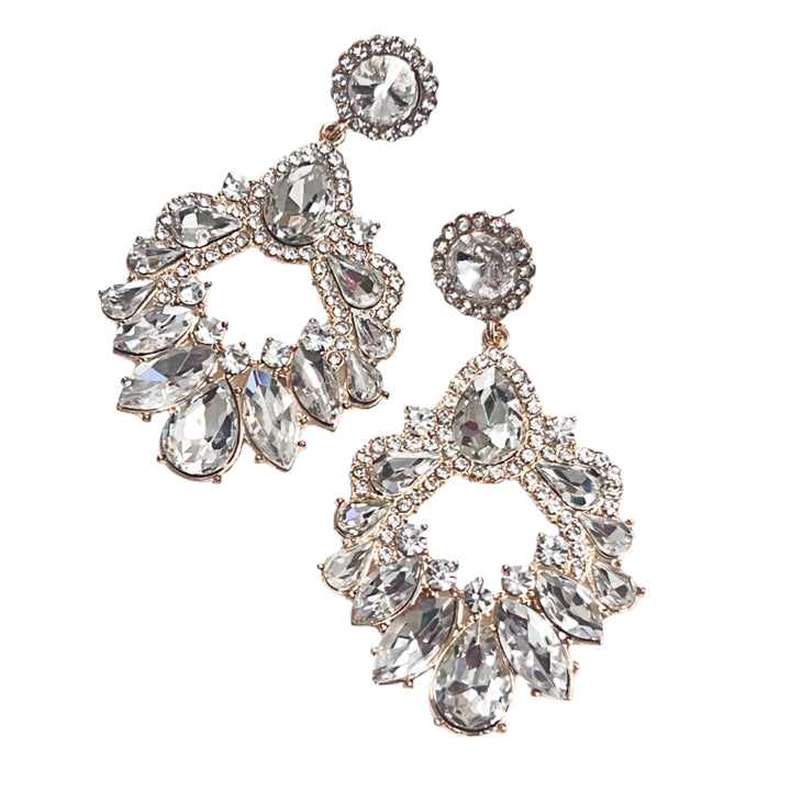 Raely - Rhinestone Statement Drop Earrings (Clear)