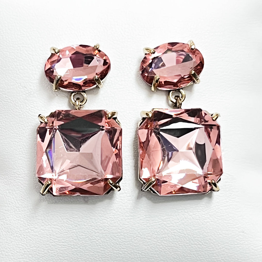 Adriana - Chunky Rhinestone Statement Earrings (Rose Gold)