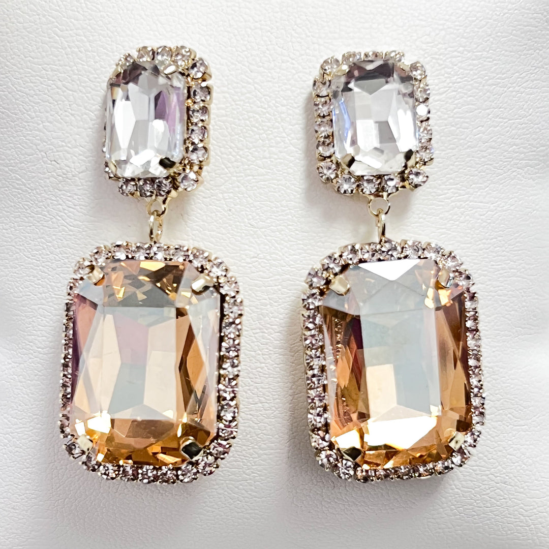 Destiny - Rhinestone Statement Earrings (Topaz)