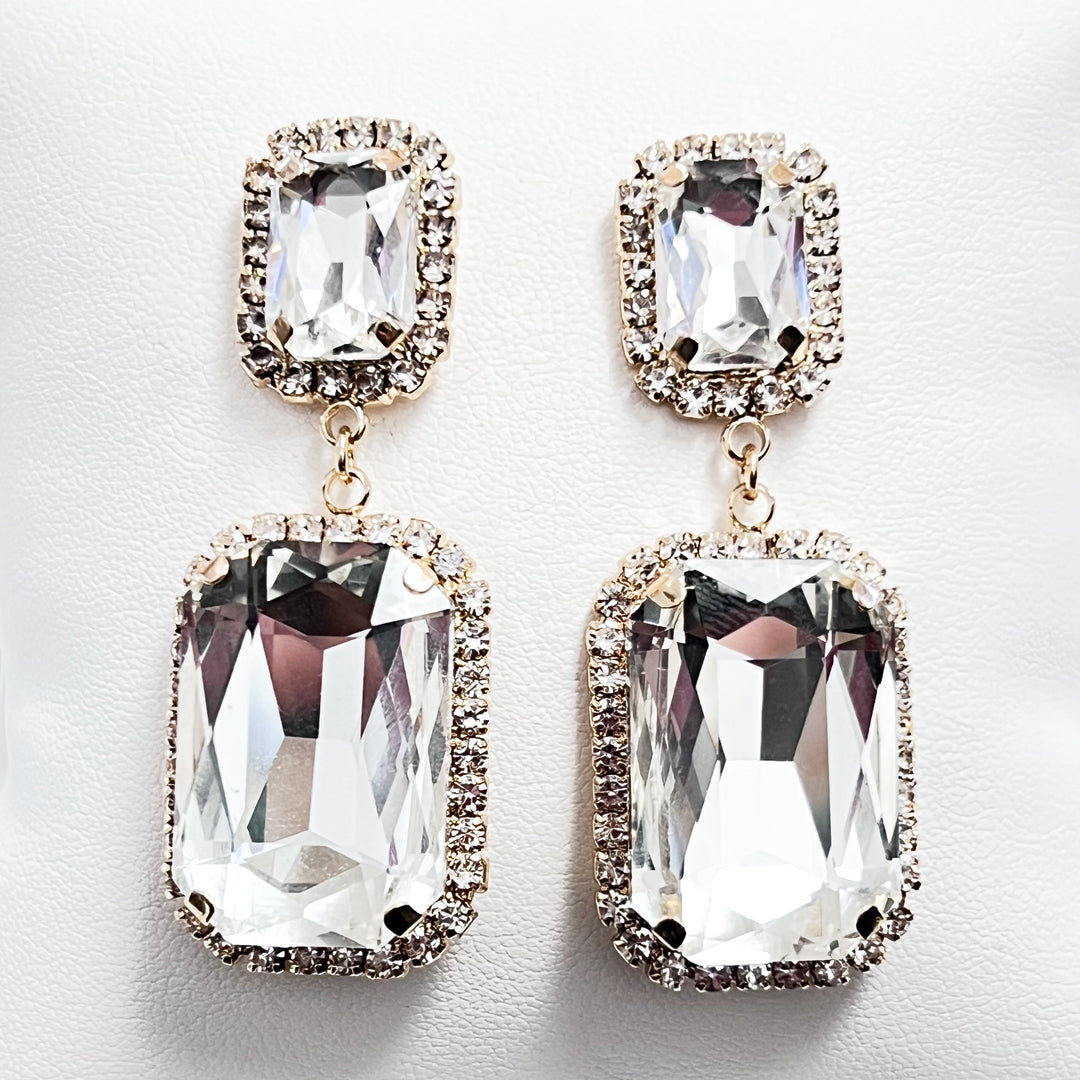Destiny - Rhinestone Statement Earrings (Clear)
