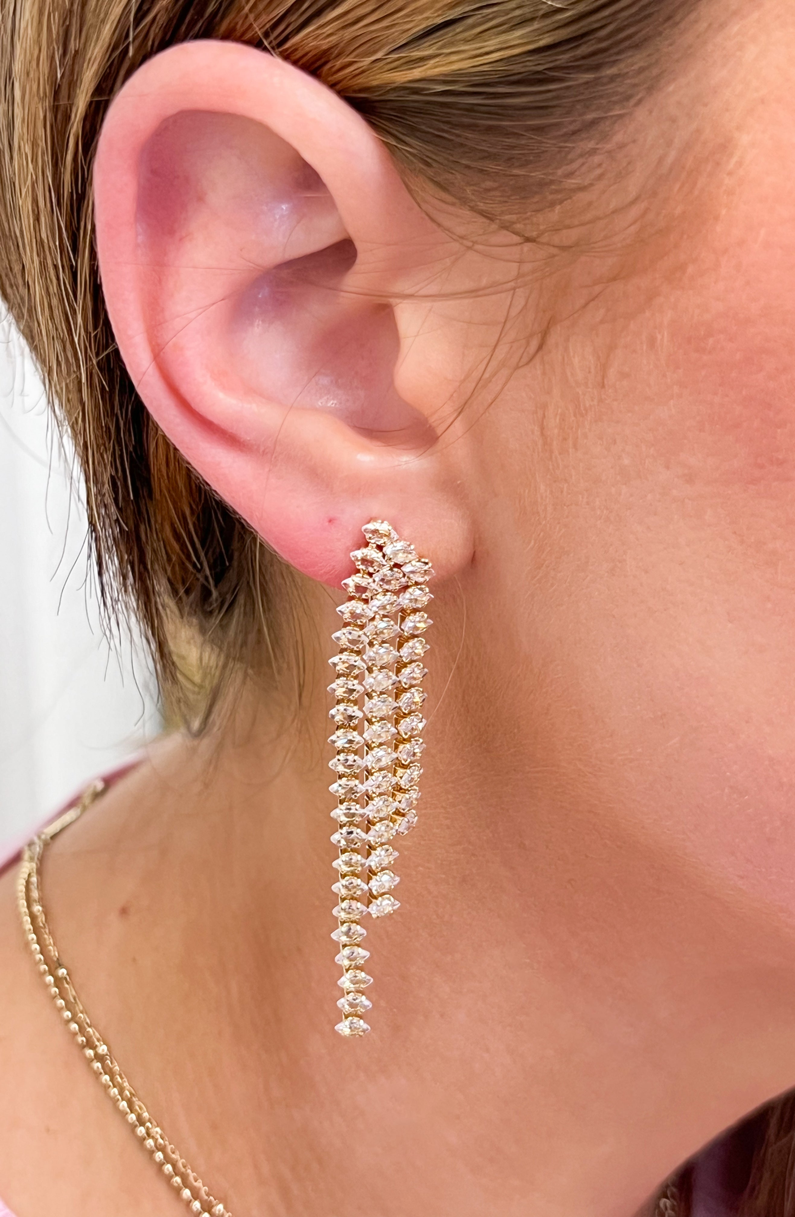 Erica - Marquise Rhinestone Tassel Earrings
