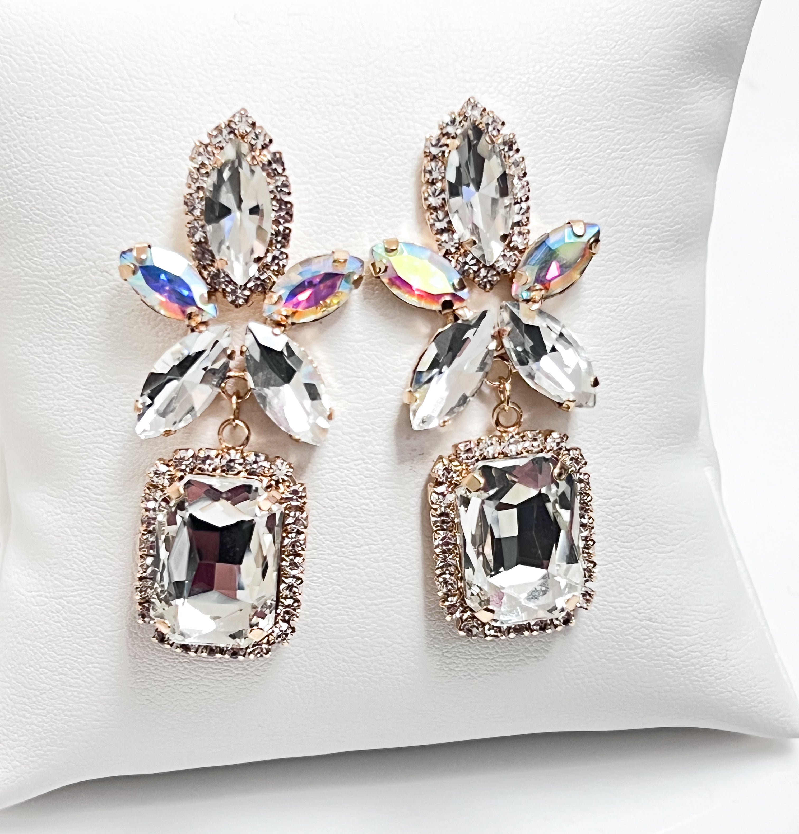 Lillian - Clear/ AB Rhinestone Statement Earrings
