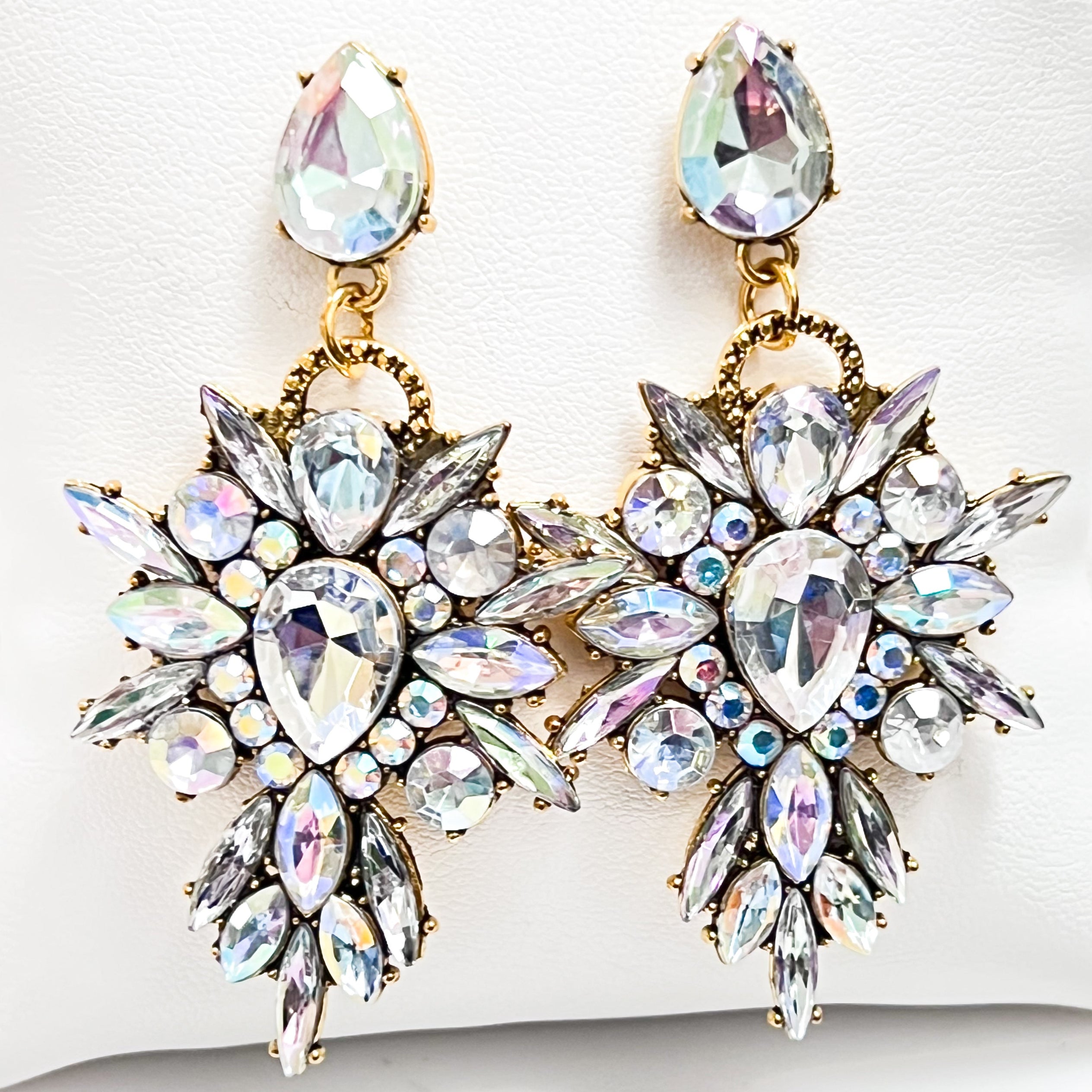 Jasmine - Rhinestone Statement Earrings (AB)