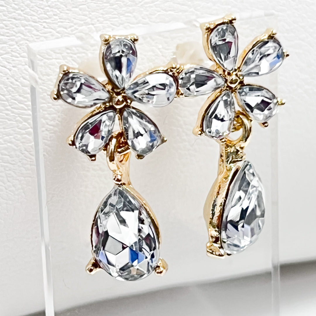 Alora - Flower Rhinestone Earrings