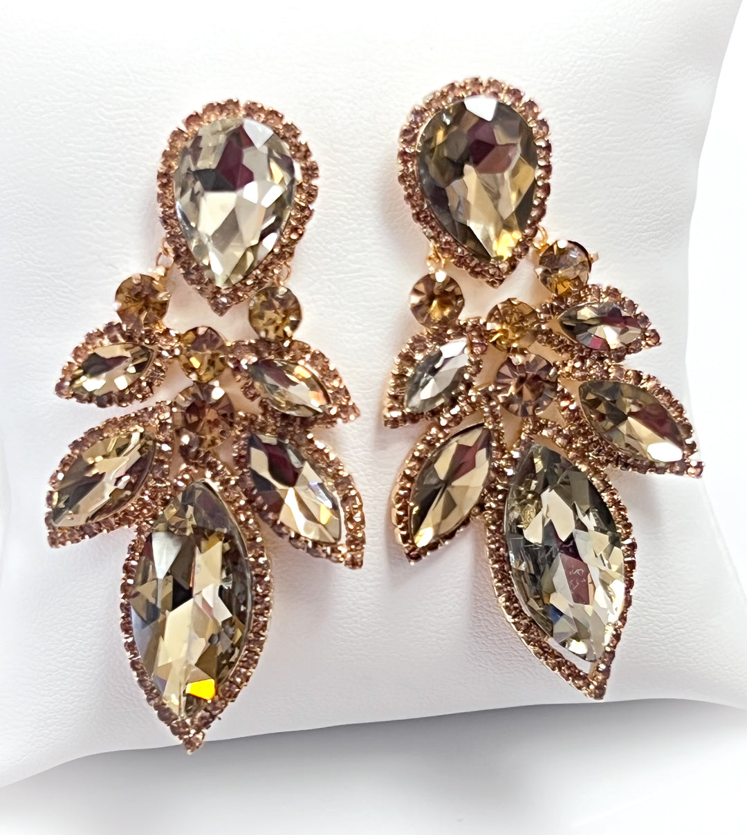 Sally - Rhinestone Statement Earrings (Topaz)