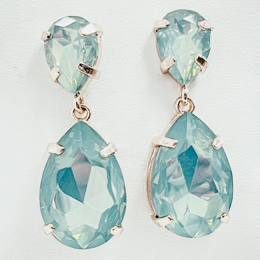 Elaine - Aquamarine Rhinestone Statement Earrings