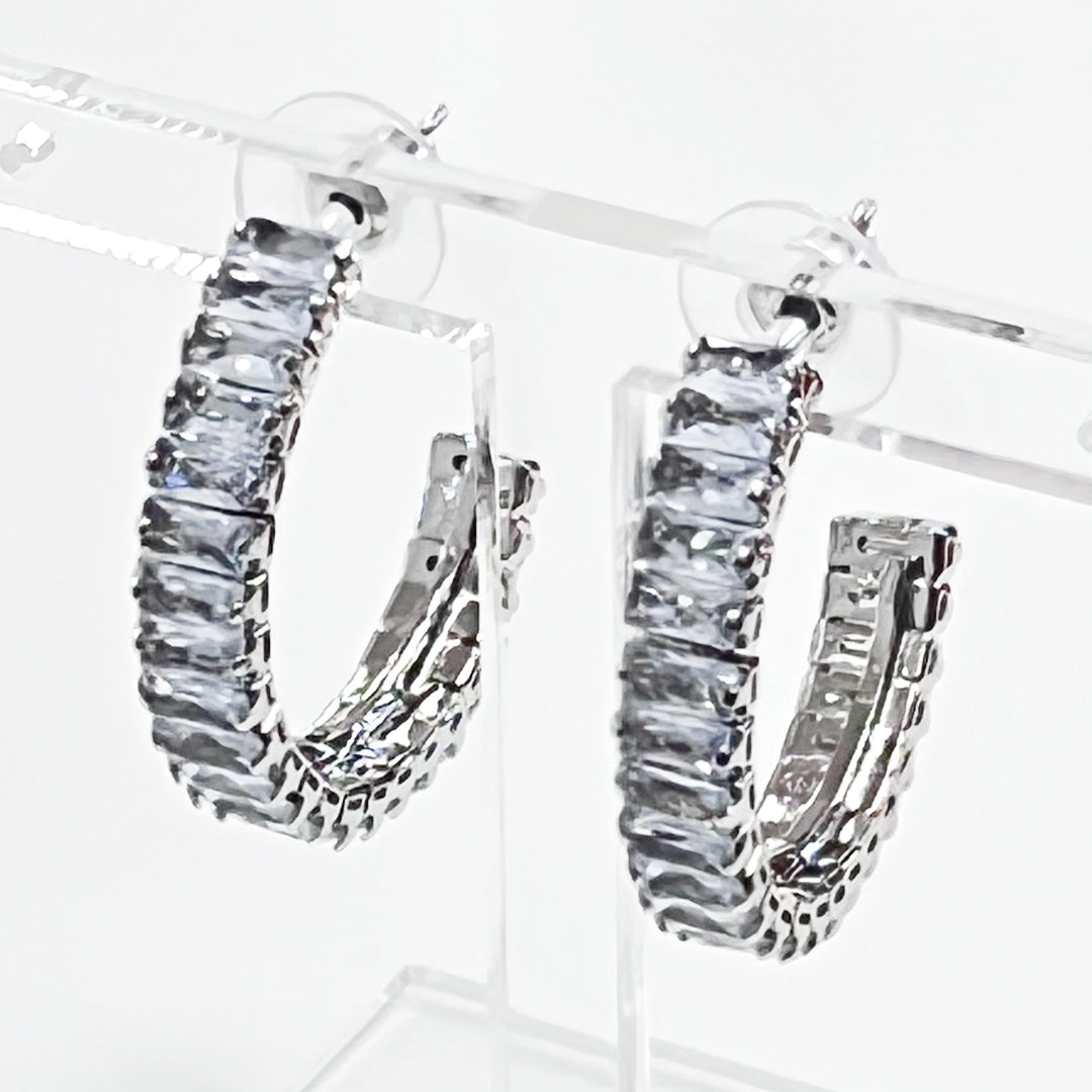 Karina - Silver Rhinestone Hoops