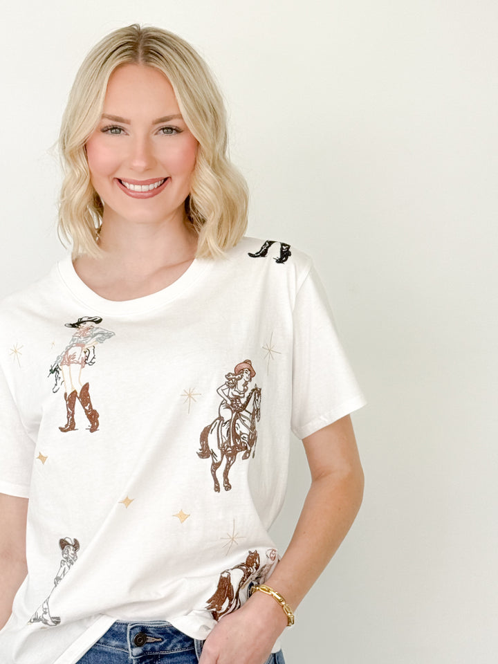 Clara - Western Embroidered Graphic Tee
