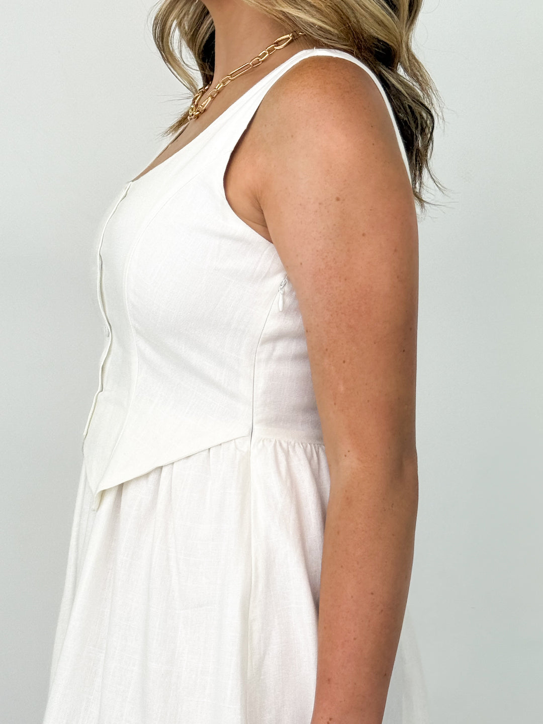 Jordyn - Off White Vest Mini Dress