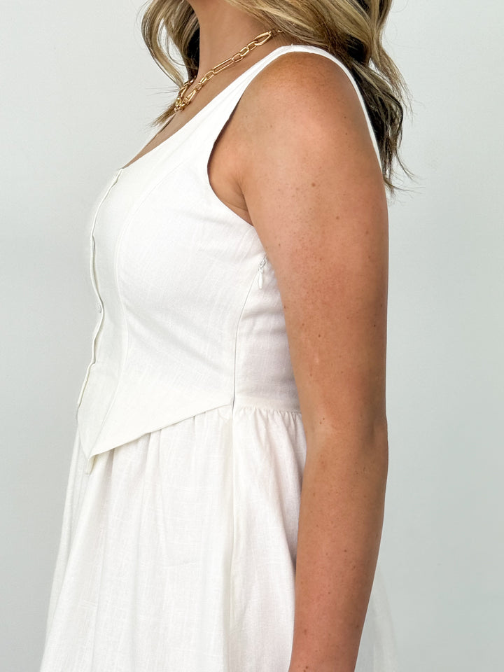 Jordyn - Off White Vest Mini Dress