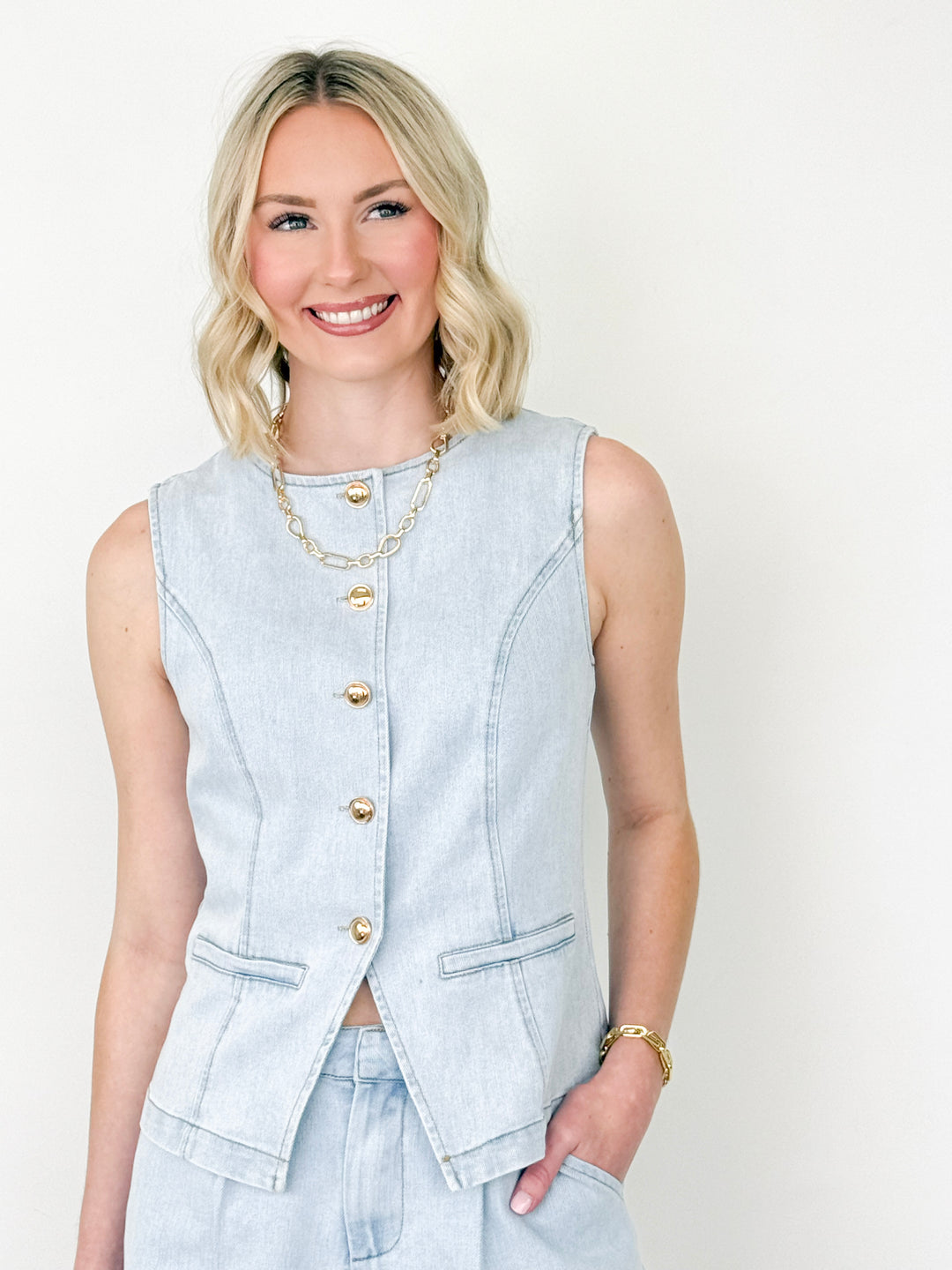 Erika - Light Washed Denim Set