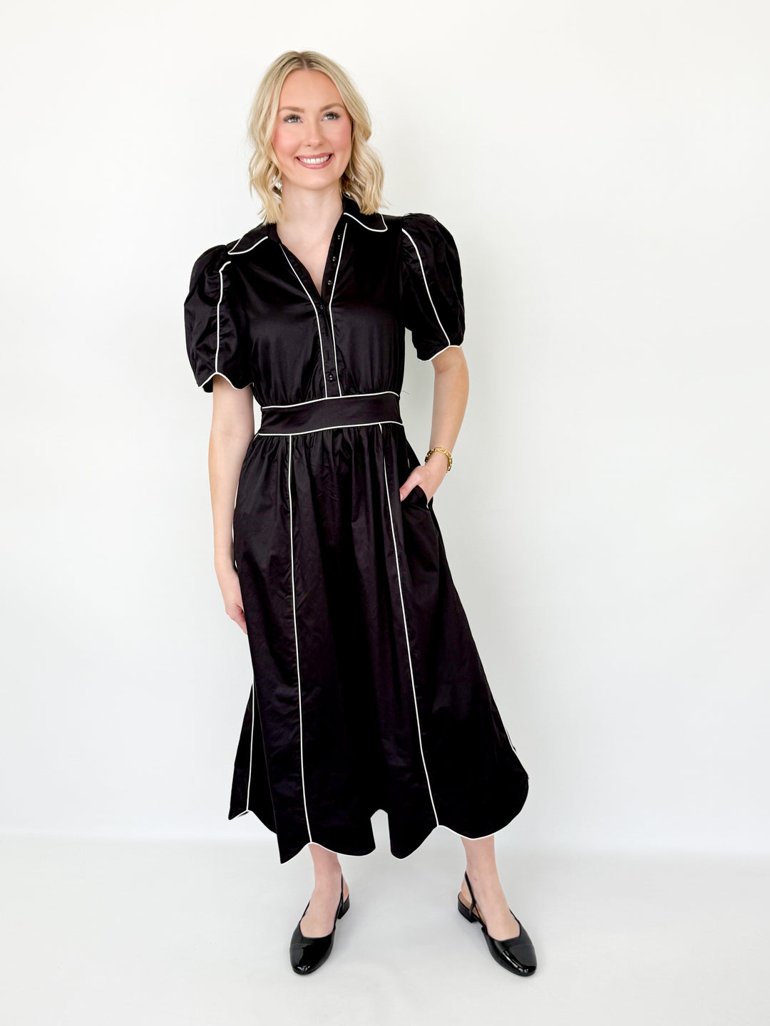 Branda - Scalloped Edge Midi Dress