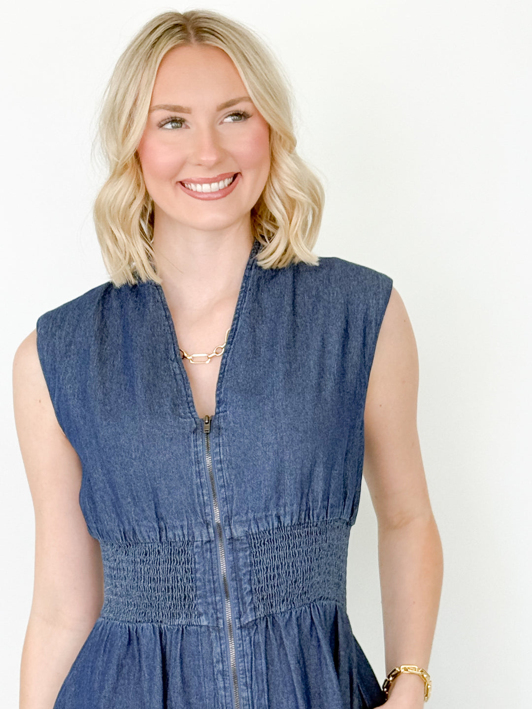 Darcy - Sleeveless Denim Midi Dress