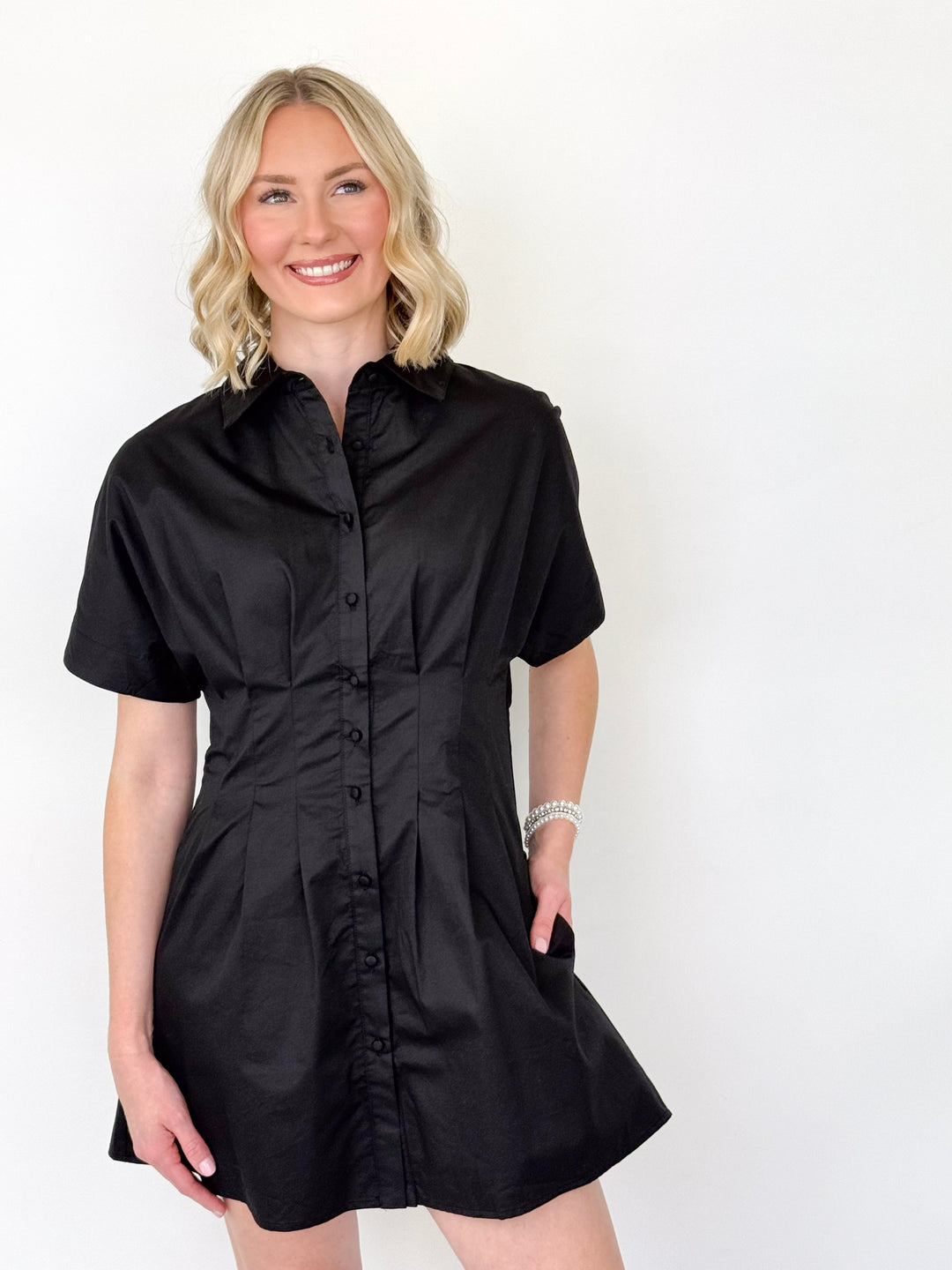 Mallory - Button Up Dress (Black)