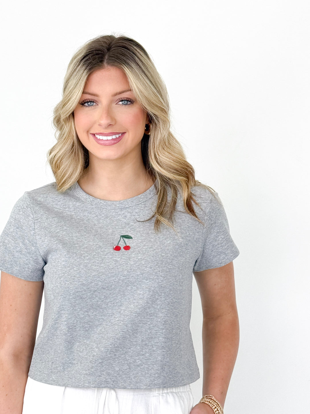 Robin - Cherry Embroidery Baby Tee