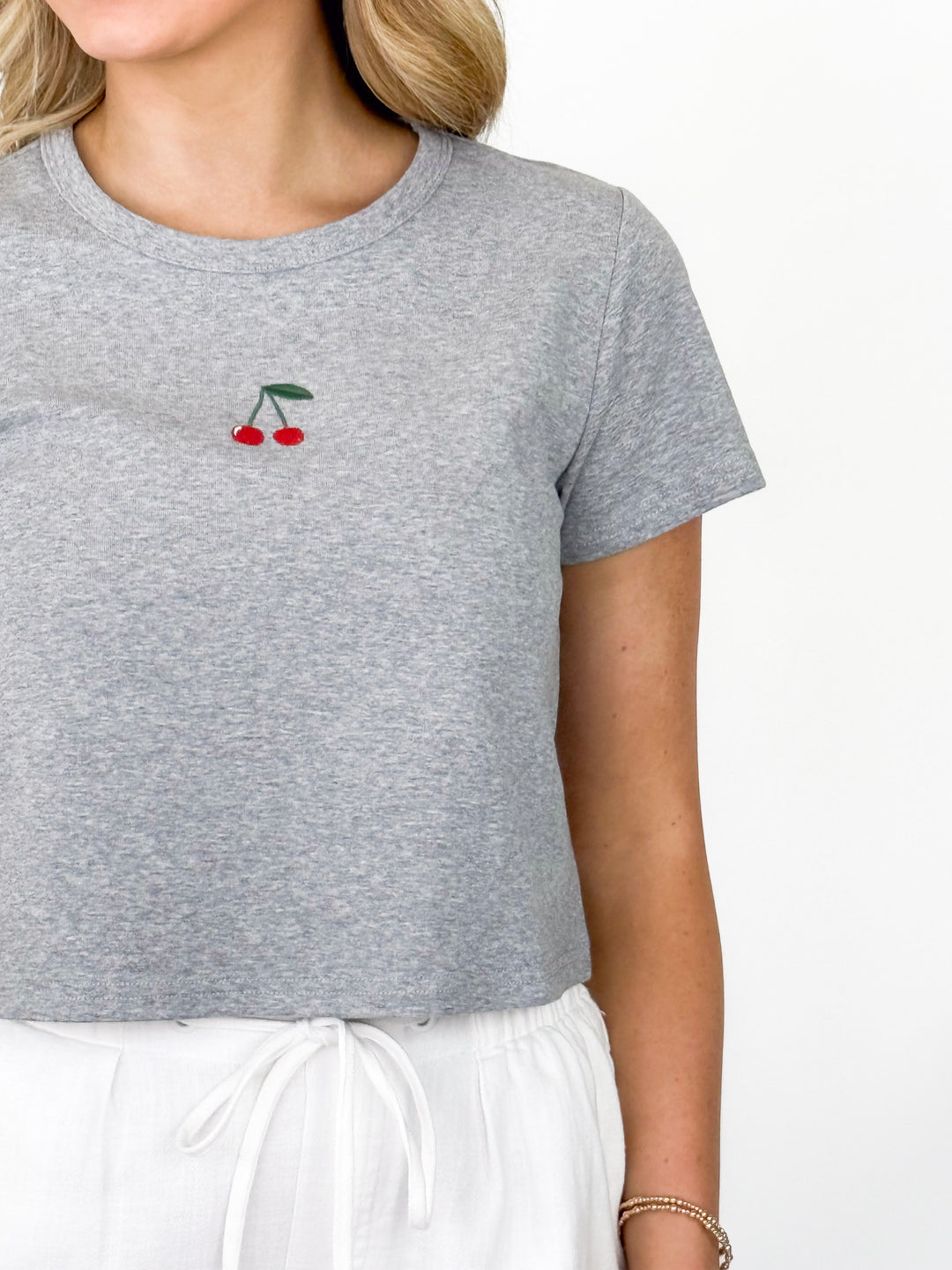 Robin - Cherry Embroidery Baby Tee