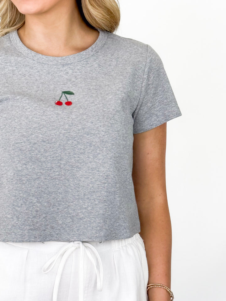 Robin - Cherry Embroidery Baby Tee