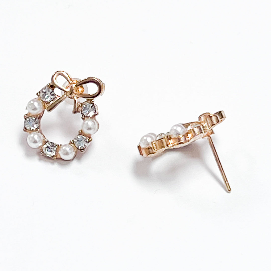 Pearl & Rhinestone Wreath Earrings