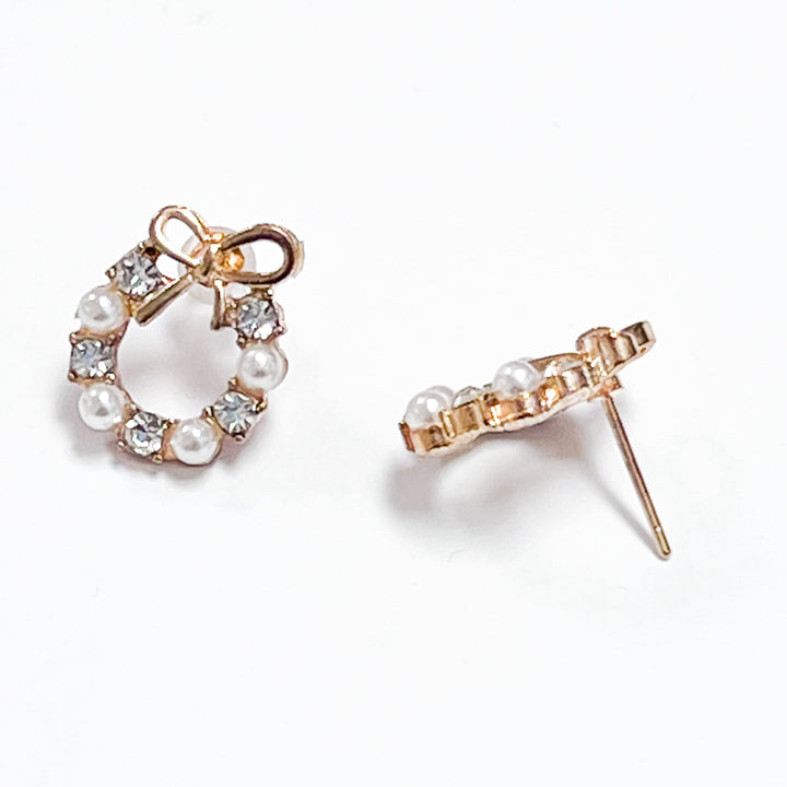 Pearl & Rhinestone Wreath Earrings