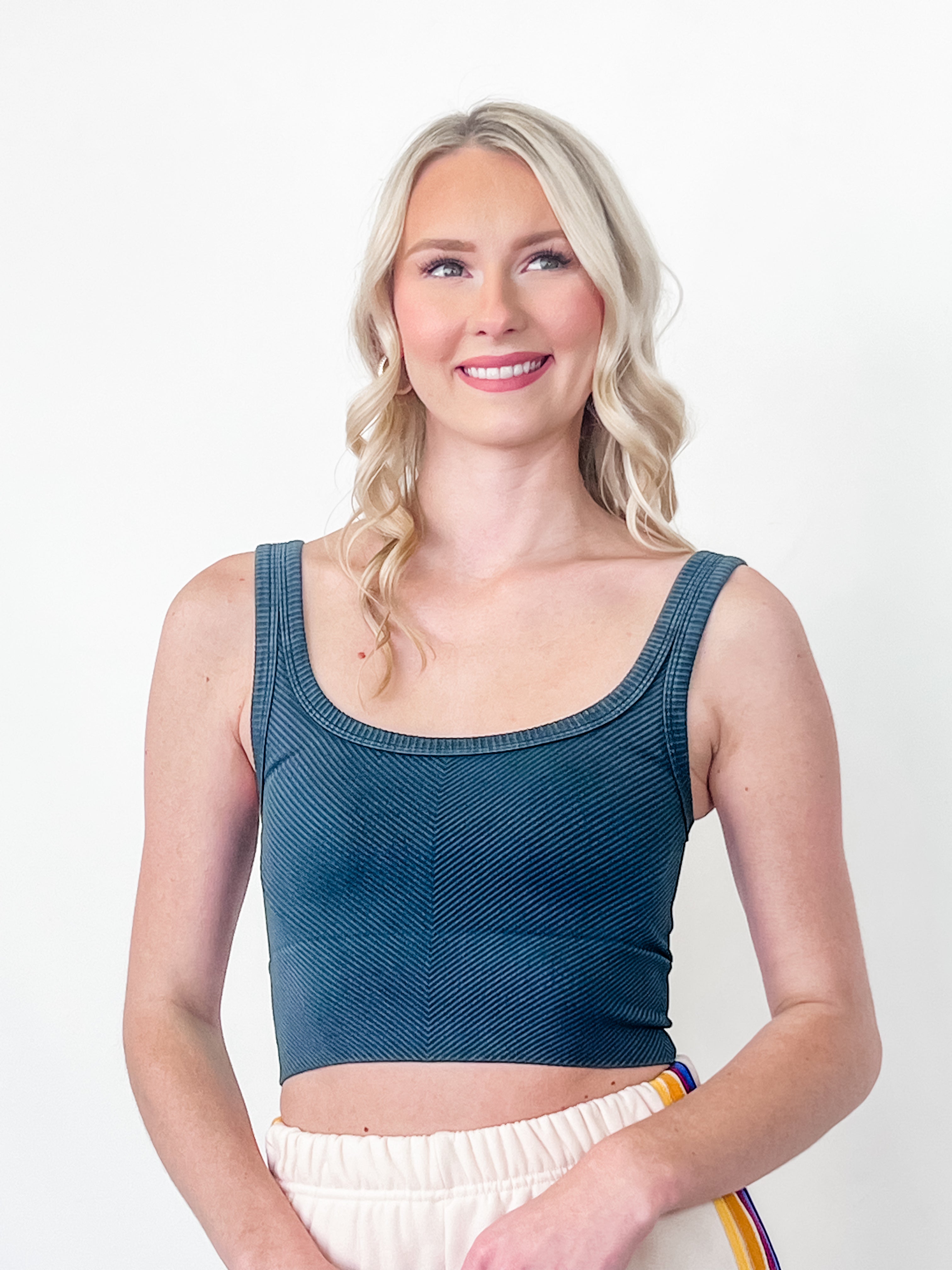 Morgan - Vintage Chevron Crop Top (Vintage Pine Grove)