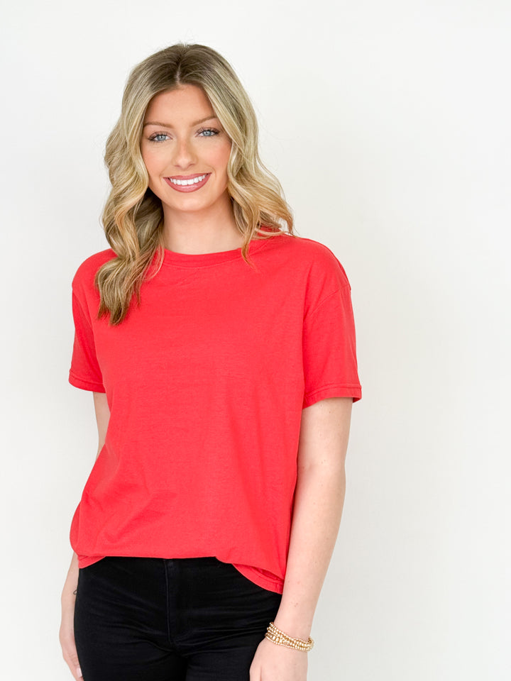 Lauren - Basic Crew Neck Tee (Red)