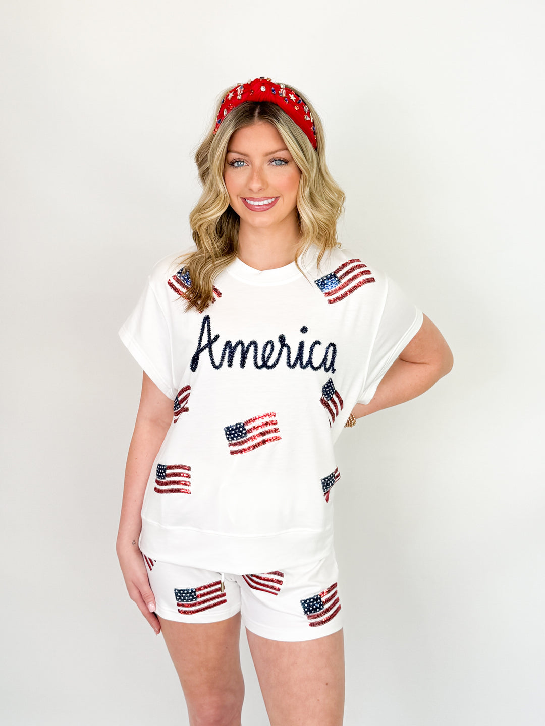 Sequin America Short Set