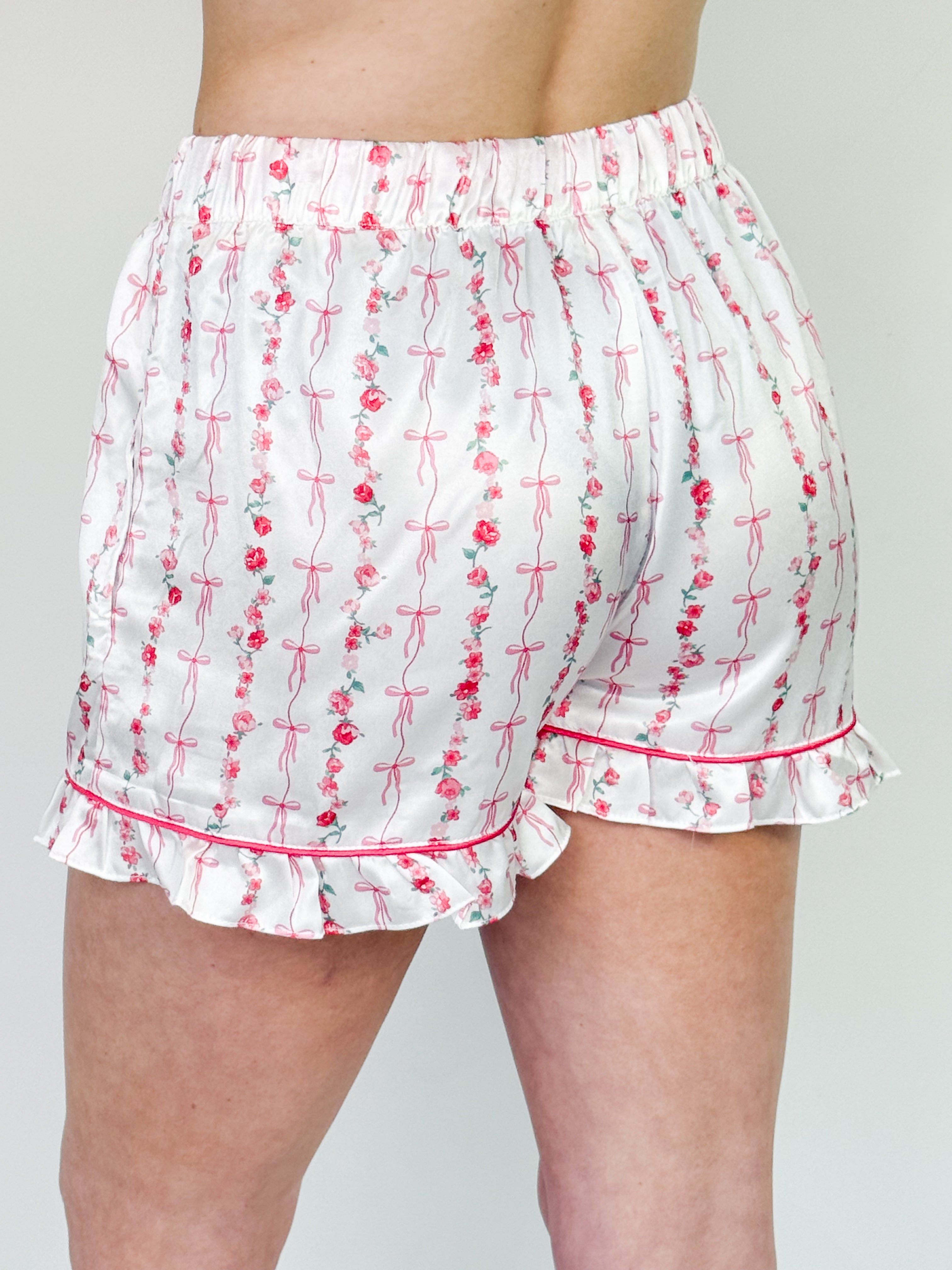 Marie - Pink Floral Satin Pajamas