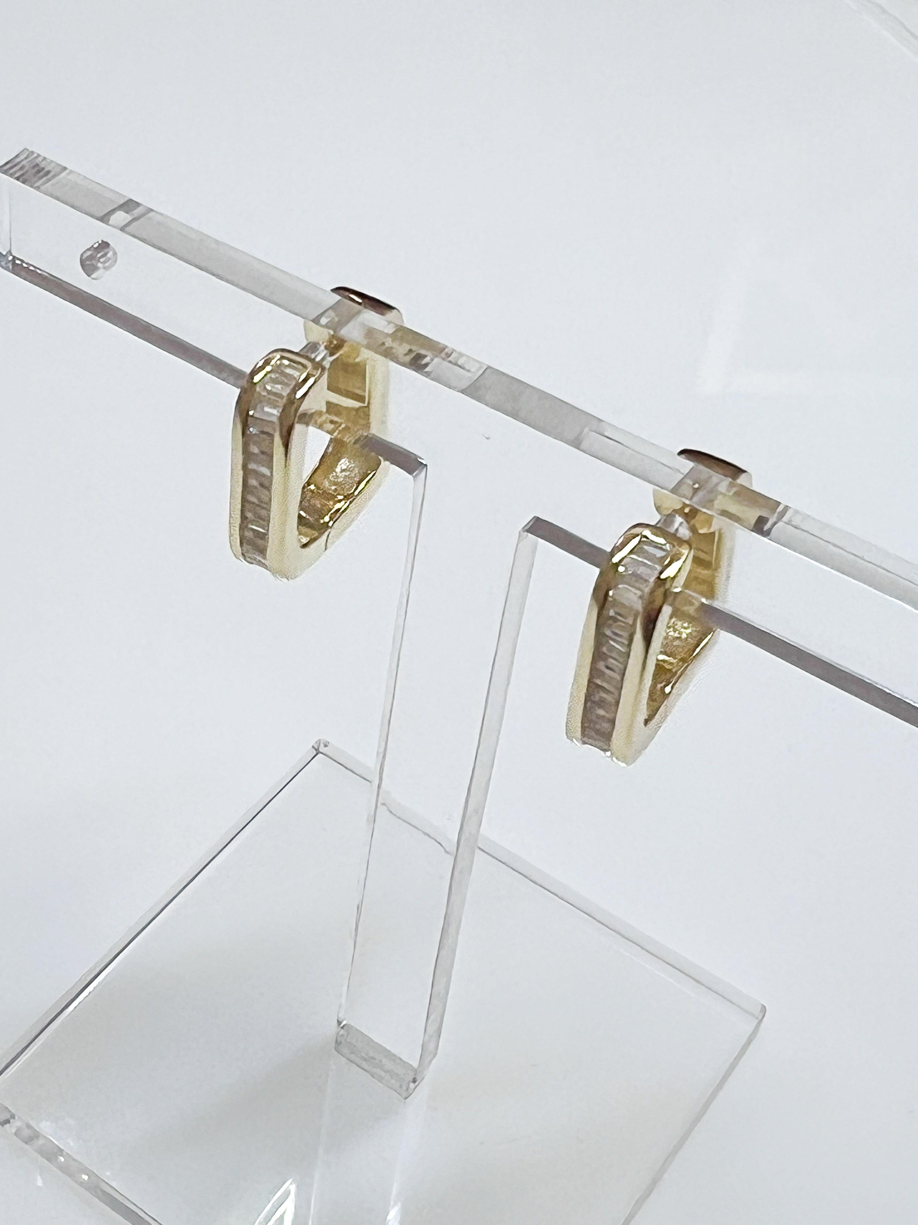 Emma - Gold Baguette Square Huggie Earrings