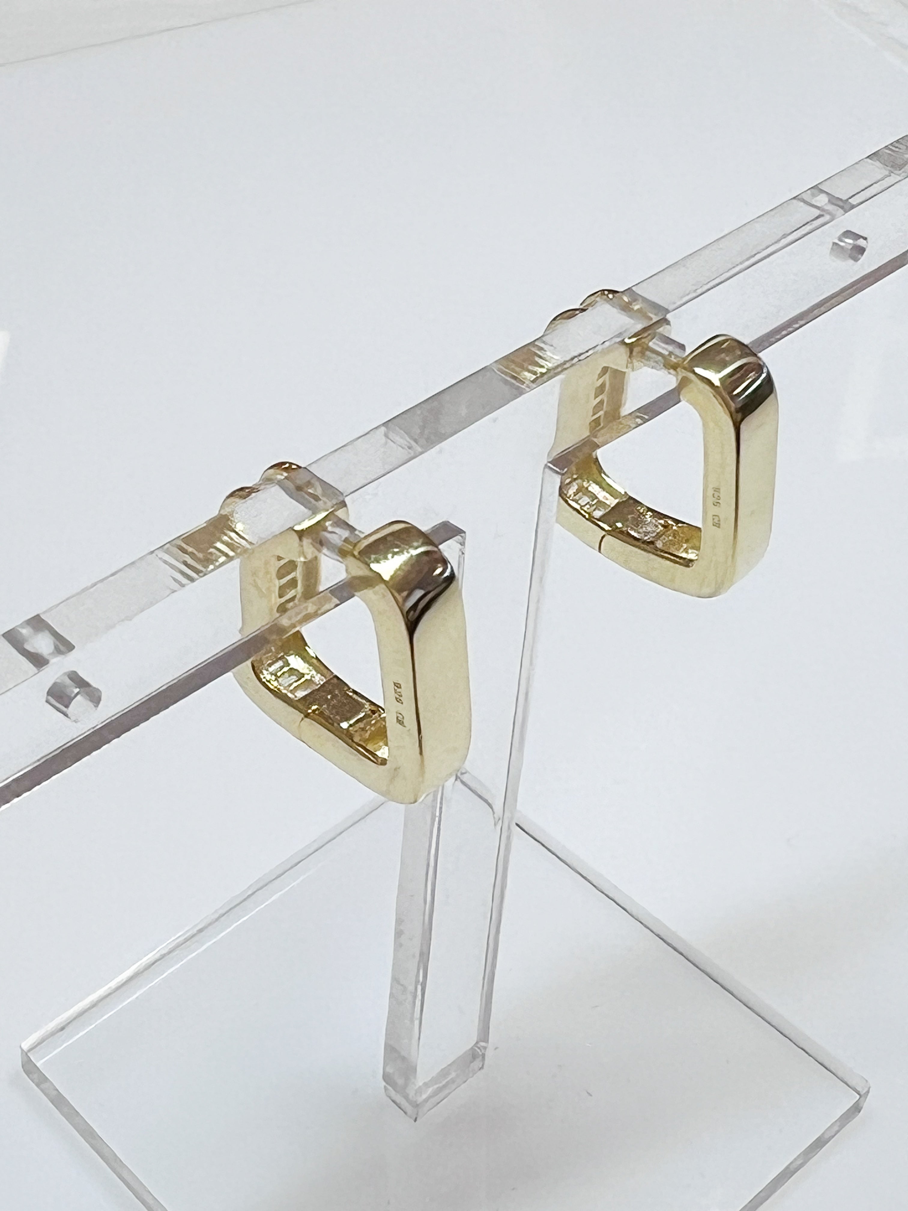 Emma - Gold Baguette Square Huggie Earrings