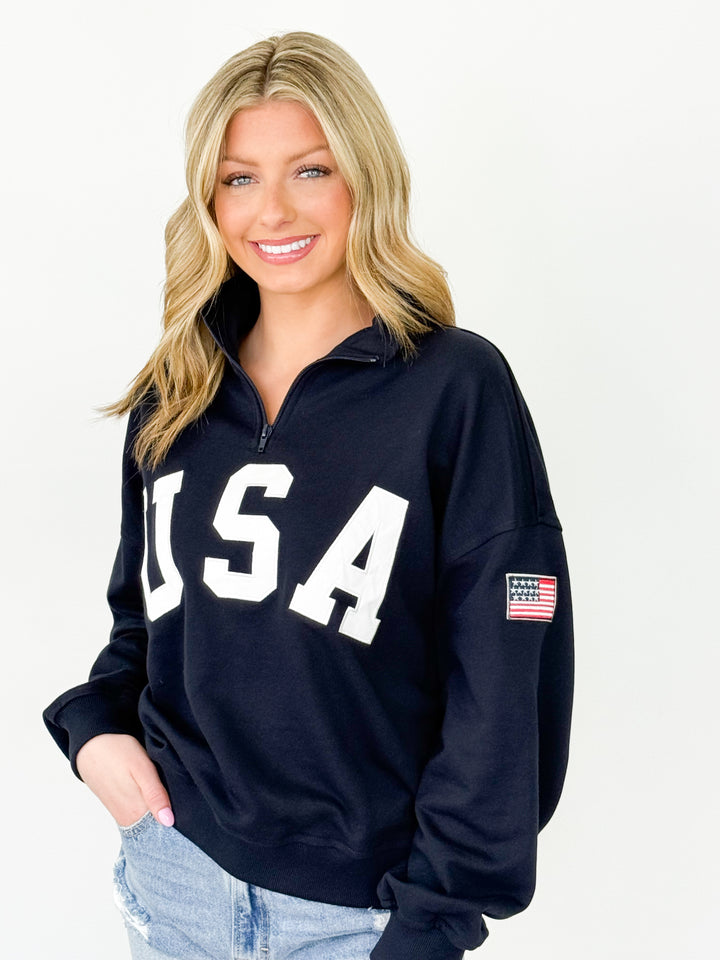Amaris - USA Half Zip Sweatshirt