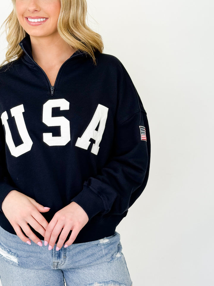 Amaris - USA Half Zip Sweatshirt