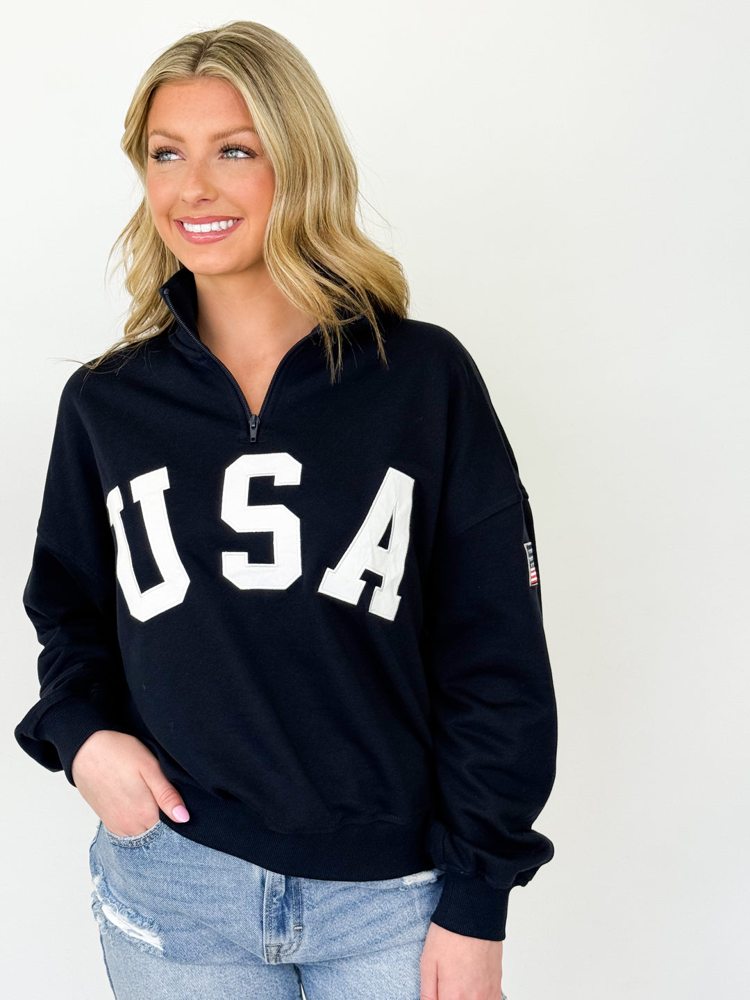 Amaris - USA Half Zip Sweatshirt