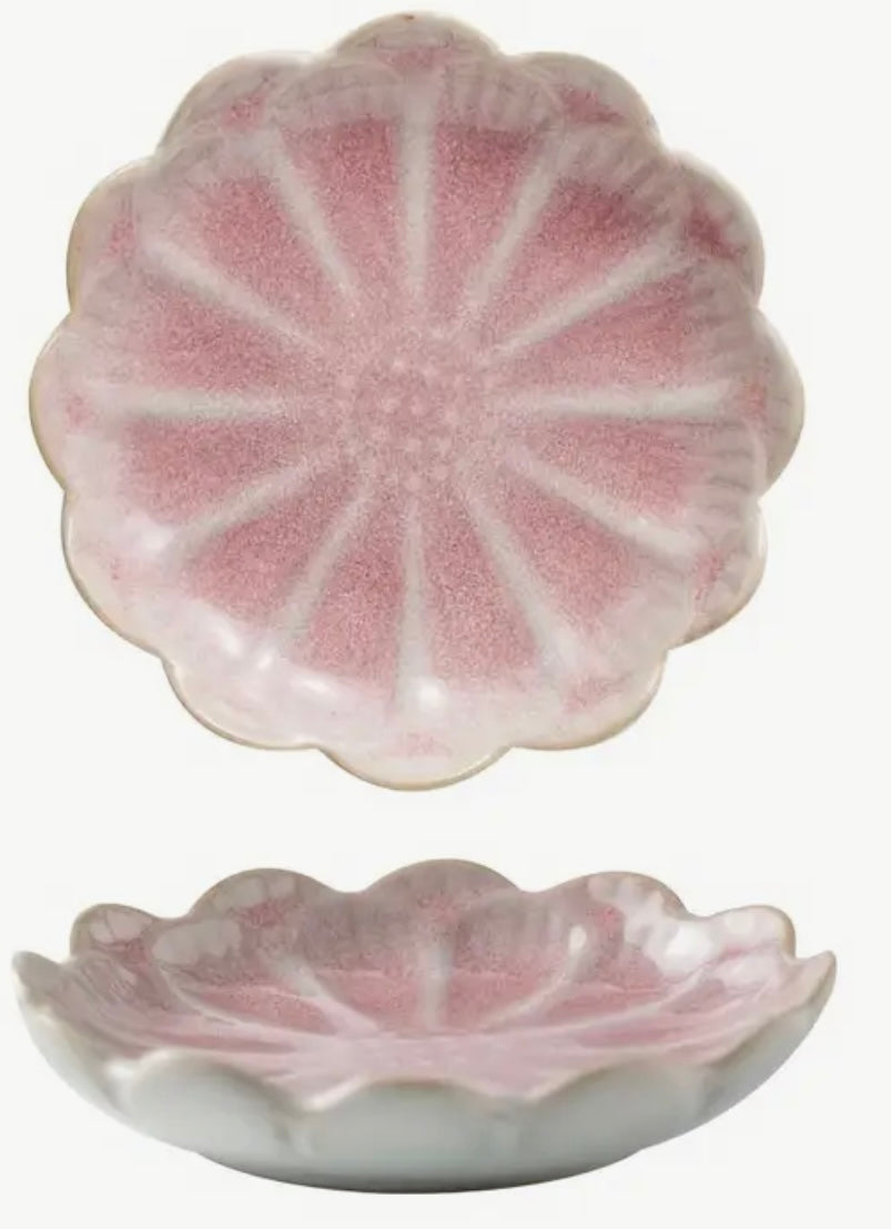 Ceramic Jewelry Dish - Pink Flower