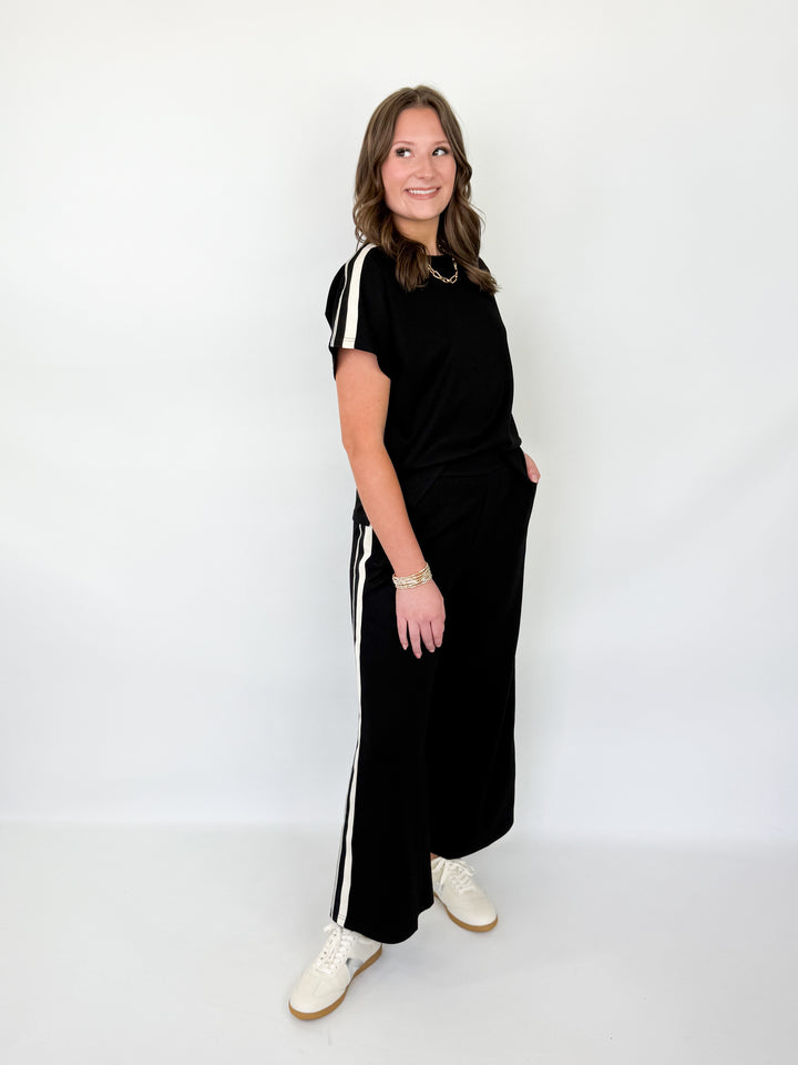 Tracey - Black Striped Pant Set