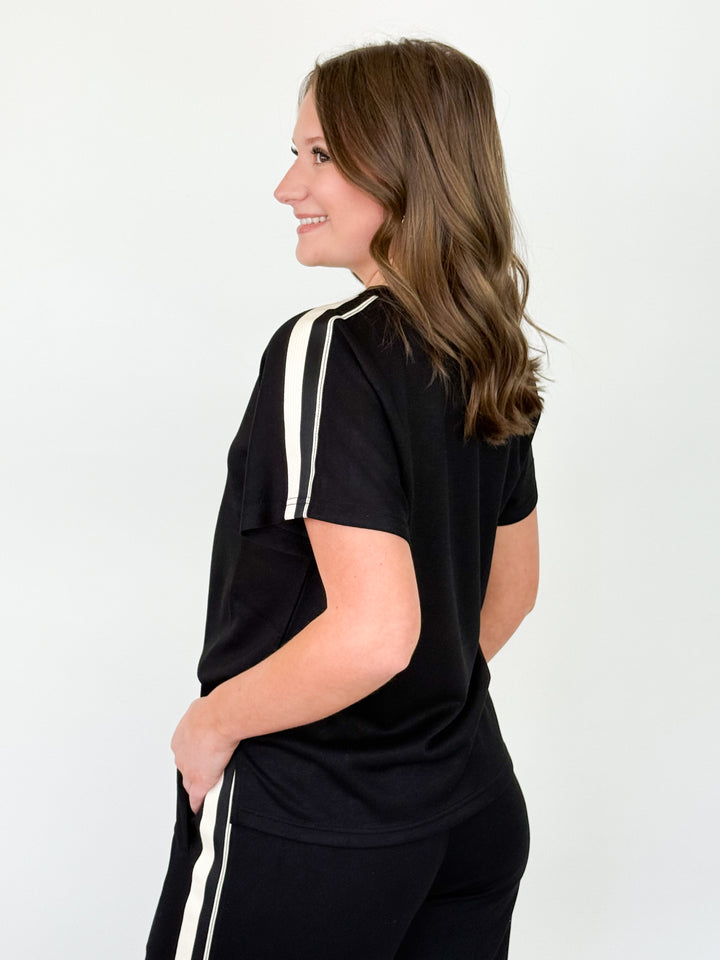 Tracey - Black Striped Pant Set