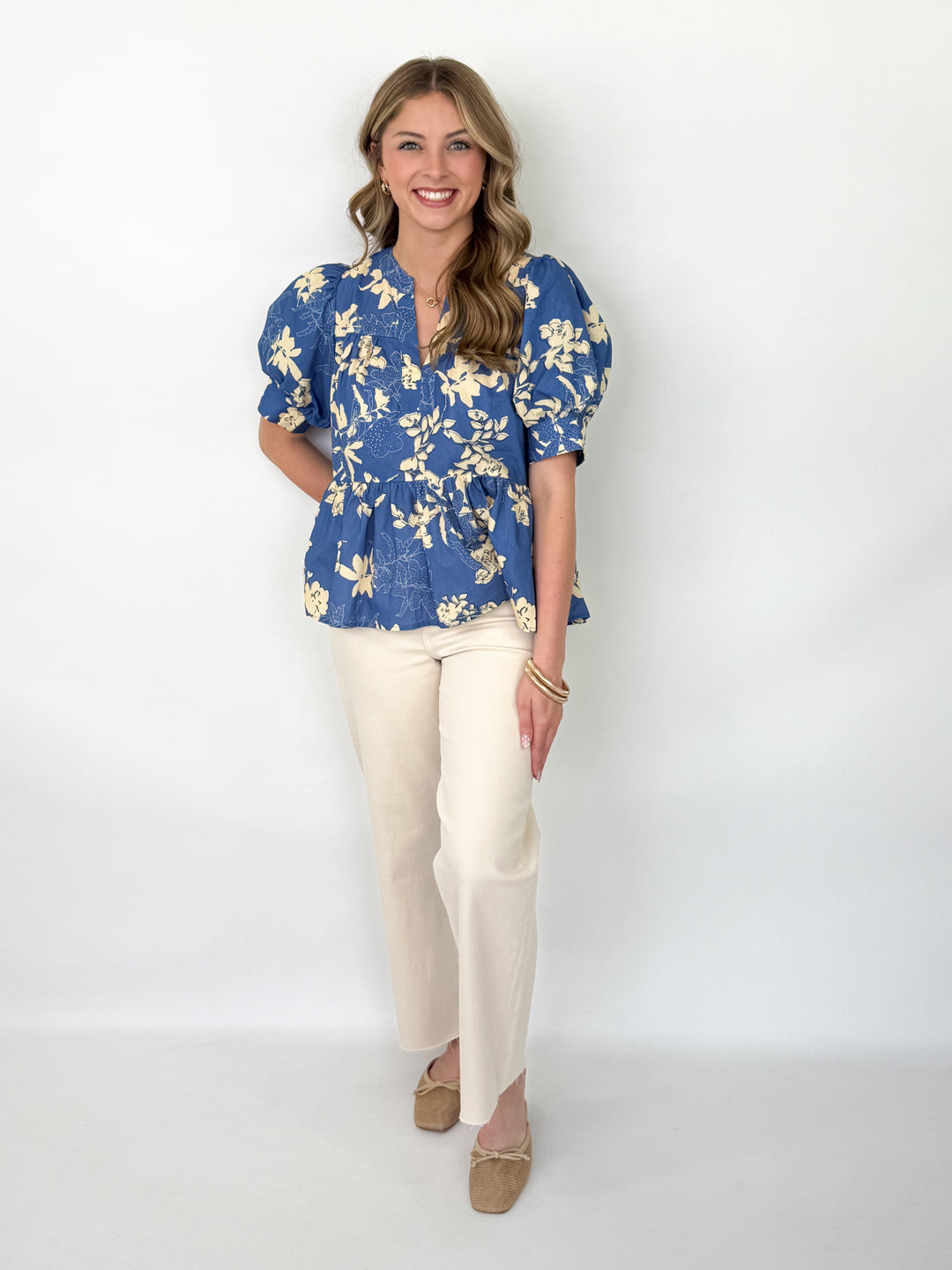 Blair - Blue Floral Blouse