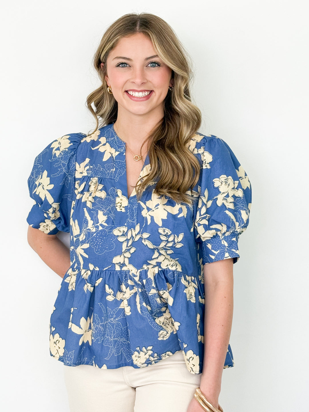 Blair - Blue Floral Blouse