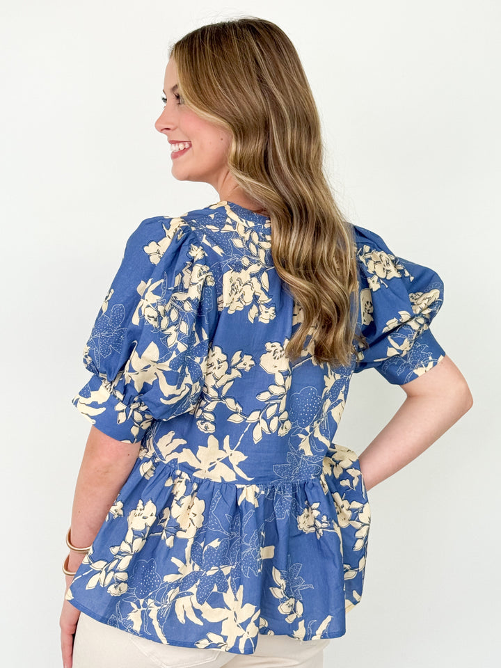 Blair - Blue Floral Blouse