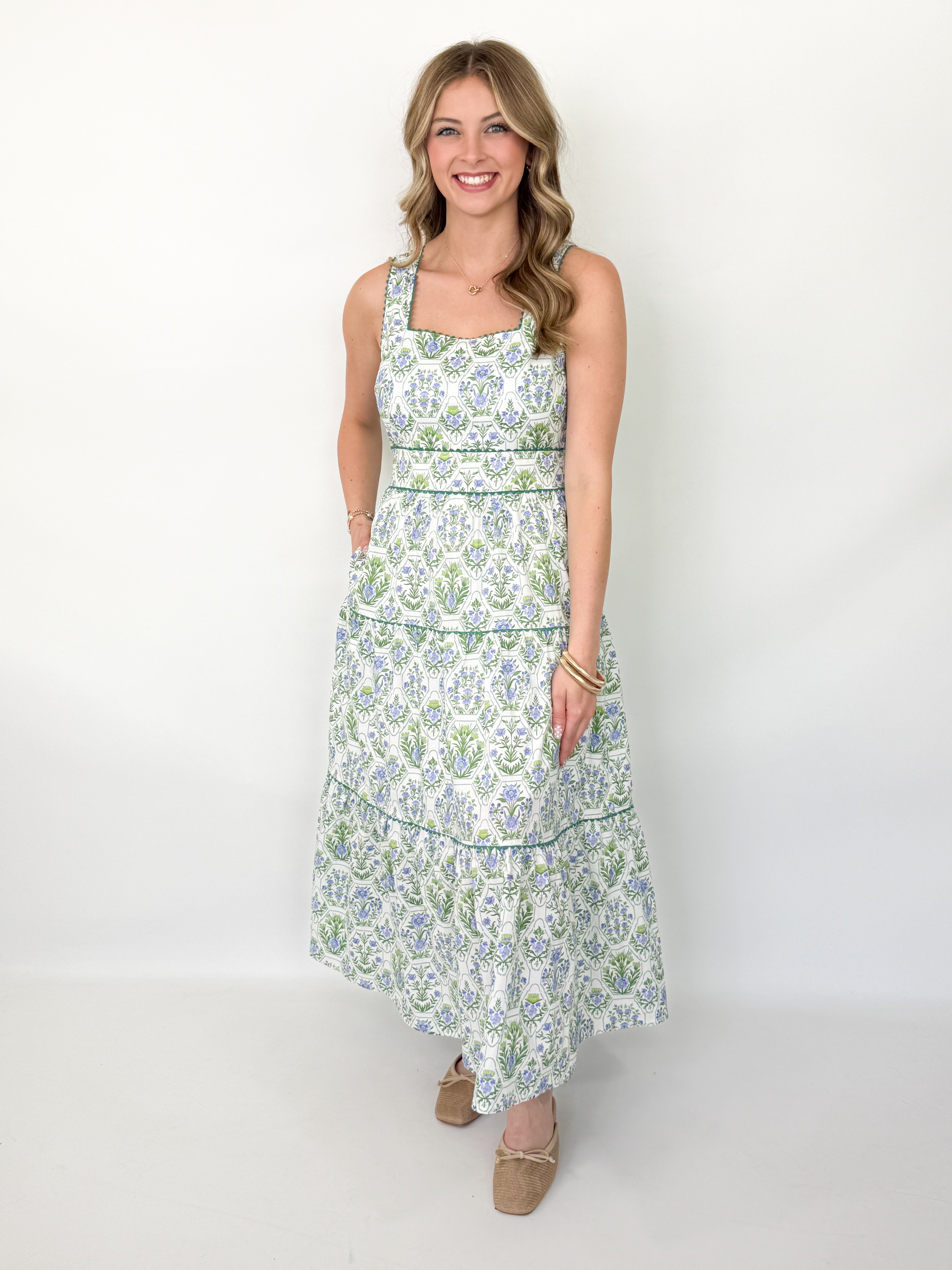 Ginger - Green Floral Midi